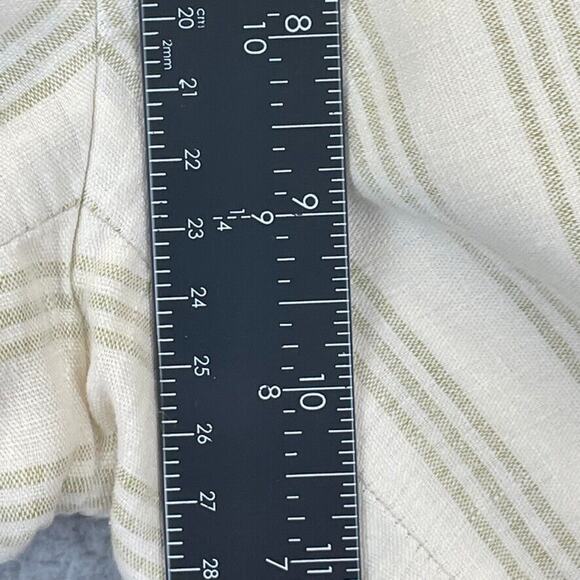 Lafayette 148 Womens Pants 100% Linen Cropped Lined Cuffed Cream Tan Striped 4 - Picture 7 of 11